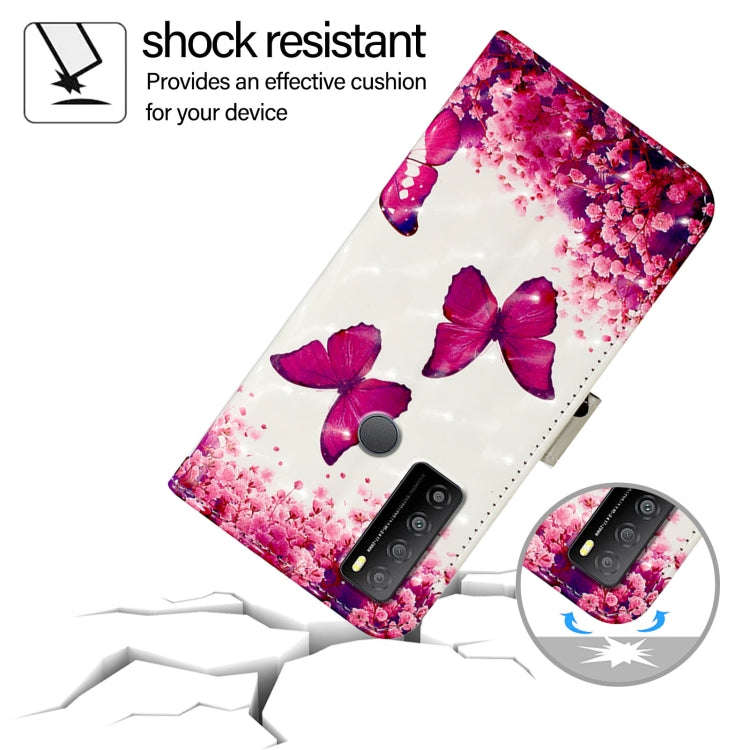 For TCL 30 XL T701DL 3D Painting Horizontal Flip Leather Phone Case(Rose Butterfly)