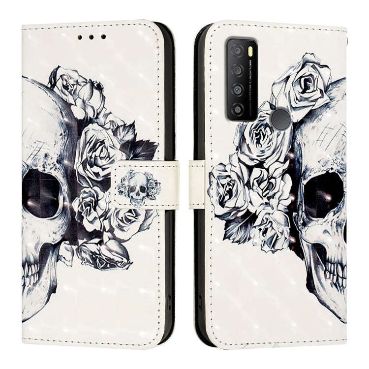 For TCL 30 XL T701DL 3D Painting Horizontal Flip Leather Phone Case(Skull)