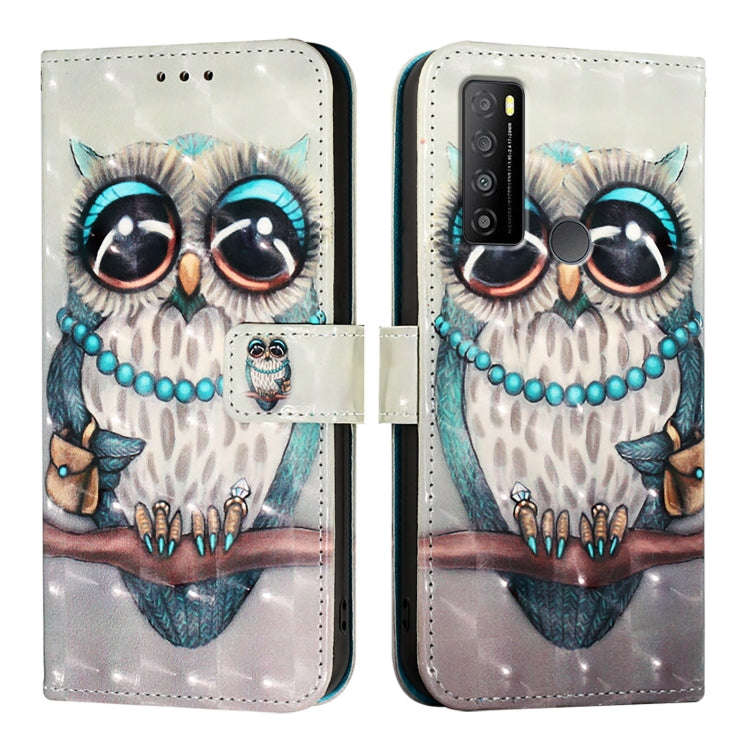 For TCL 30 XL T701DL 3D Painting Horizontal Flip Leather Phone Case(Grey Owl)