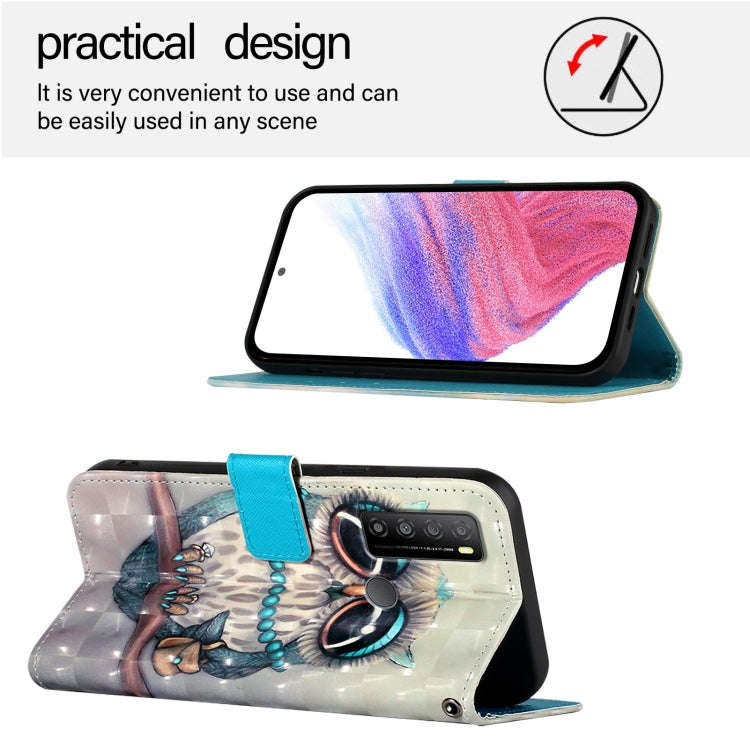 For TCL 30 XL T701DL 3D Painting Horizontal Flip Leather Phone Case(Grey Owl)