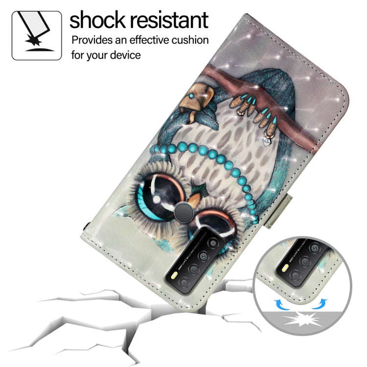 For TCL 30 XL T701DL 3D Painting Horizontal Flip Leather Phone Case(Grey Owl)