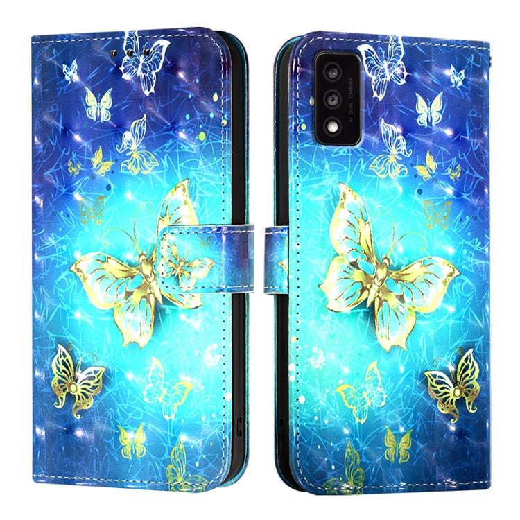 For TCL 30T T603DL 3D Painting Horizontal Flip Leather Phone Case(Golden Butterfly)