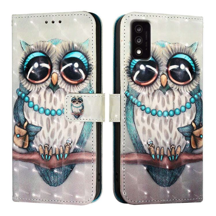 For TCL 30T T603DL 3D Painting Horizontal Flip Leather Phone Case(Grey Owl)