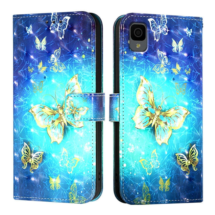 For TCL 30 Z T602DL 3D Painting Horizontal Flip Leather Phone Case(Golden Butterfly)