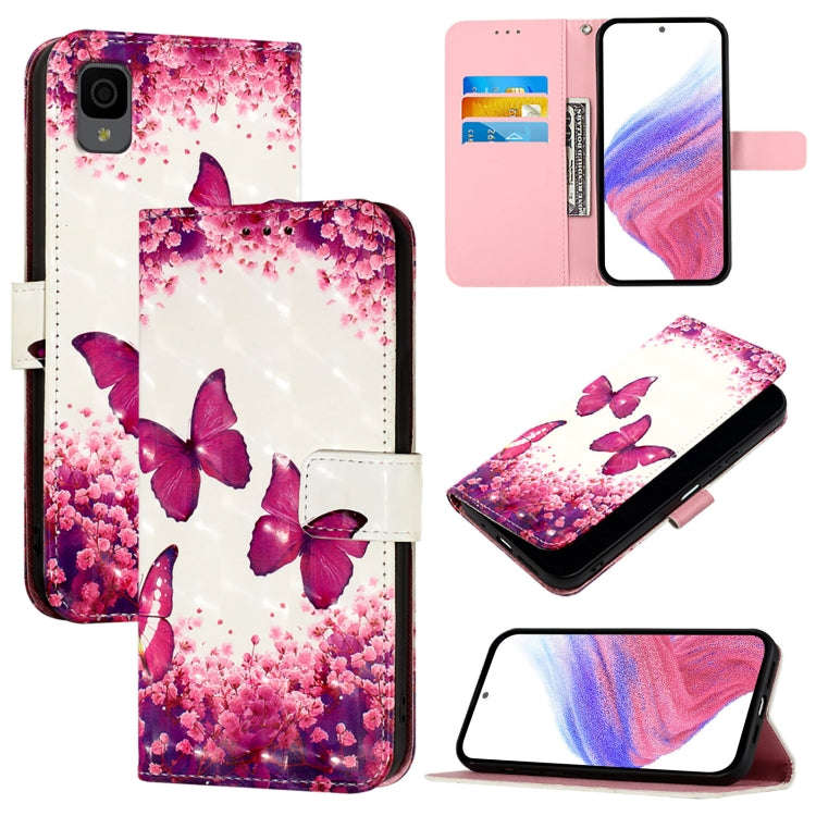 For TCL 30 Z T602DL 3D Painting Horizontal Flip Leather Phone Case(Rose Butterfly)