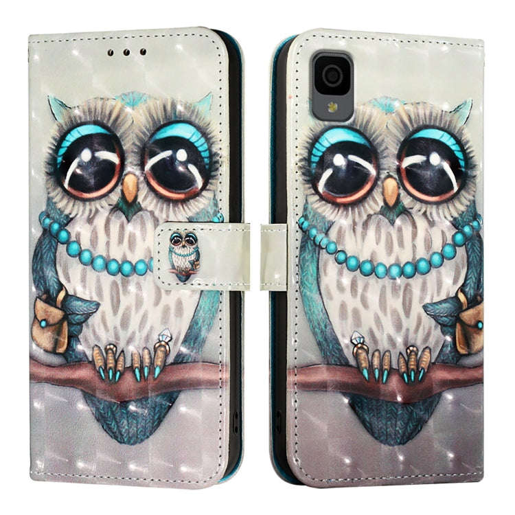 For TCL 30 Z T602DL 3D Painting Horizontal Flip Leather Phone Case(Grey Owl)