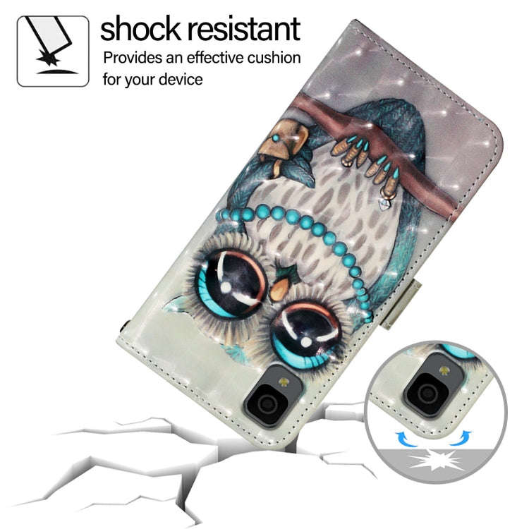 For TCL 30 Z T602DL 3D Painting Horizontal Flip Leather Phone Case(Grey Owl)