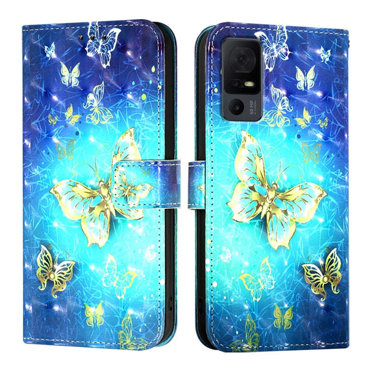 For TCL 40 XL / 40 T T608DL 3D Painting Horizontal Flip Leather Phone Case(Golden Butterfly)