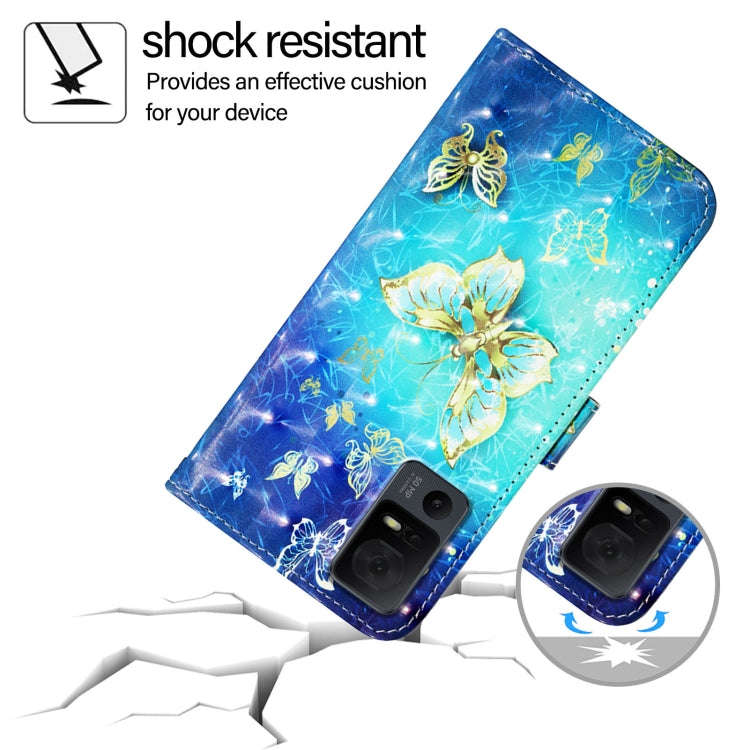 For TCL 40 XL / 40 T T608DL 3D Painting Horizontal Flip Leather Phone Case(Golden Butterfly)