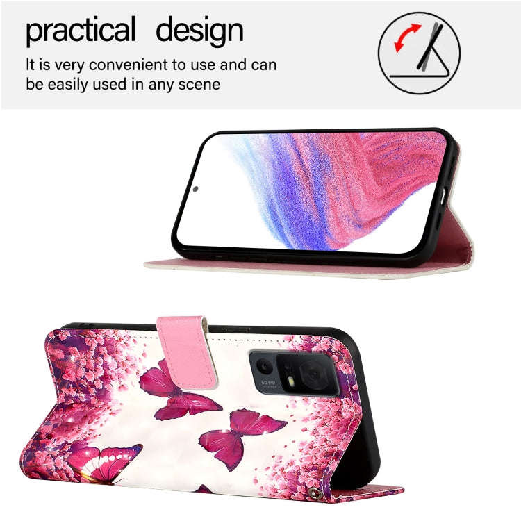 For TCL 40 XL / 40 T T608DL 3D Painting Horizontal Flip Leather Phone Case(Rose Butterfly)