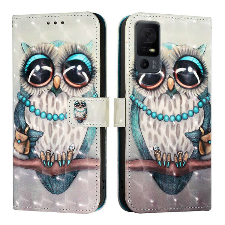 For TCL 40 XL / 40 T T608DL 3D Painting Horizontal Flip Leather Phone Case(Grey Owl)