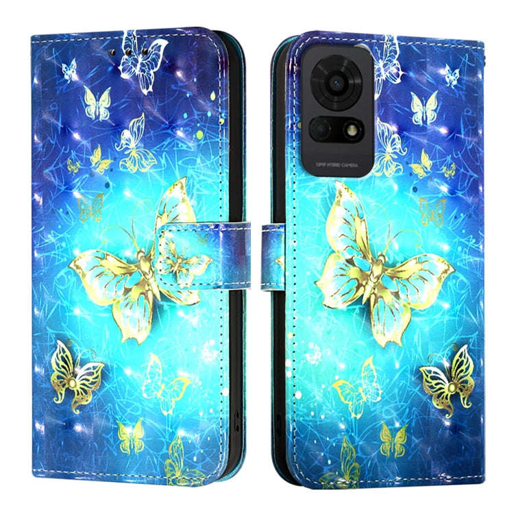 For TCL 50 LE 5G 3D Painting Horizontal Flip Leather Phone Case(Golden Butterfly)