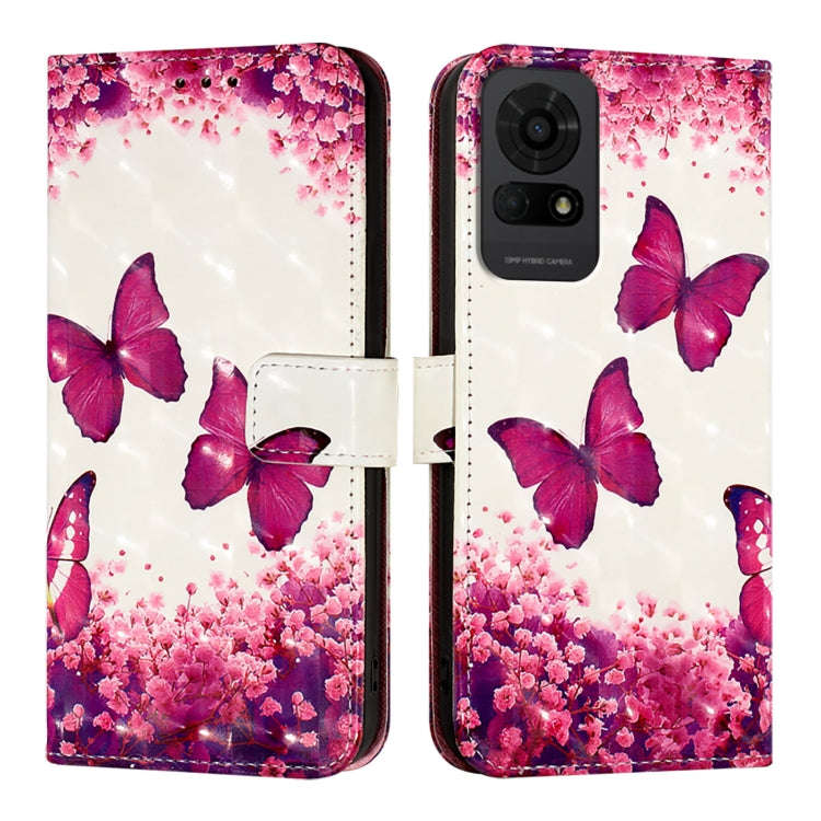 For TCL 50 LE 5G 3D Painting Horizontal Flip Leather Phone Case(Rose Butterfly)