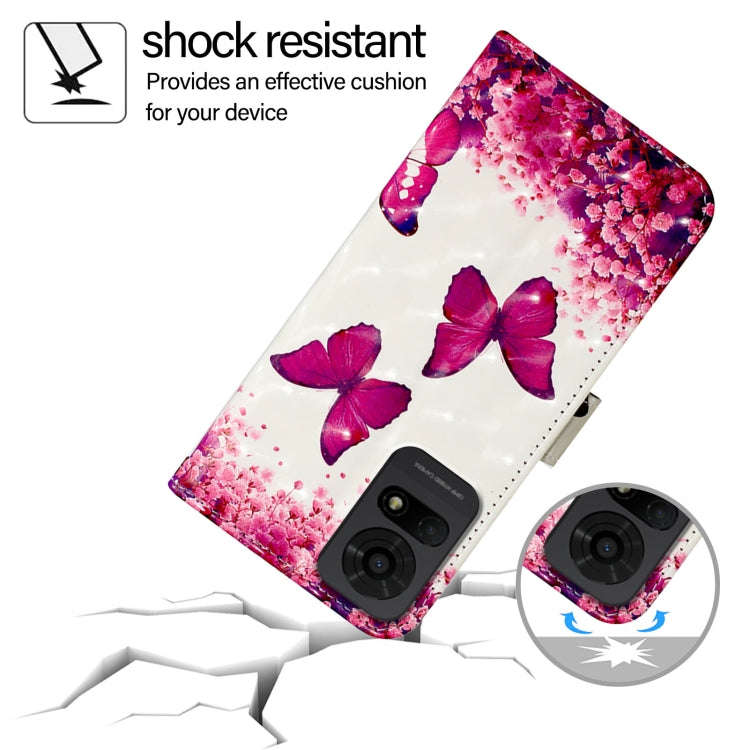 For TCL 50 LE 5G 3D Painting Horizontal Flip Leather Phone Case(Rose Butterfly)