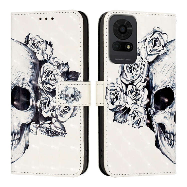 For TCL 50 LE 5G 3D Painting Horizontal Flip Leather Phone Case(Skull)