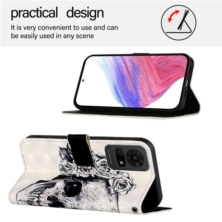 For TCL 50 LE 5G 3D Painting Horizontal Flip Leather Phone Case(Skull)