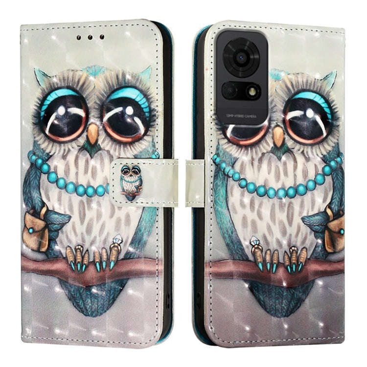 For TCL 50 LE 5G 3D Painting Horizontal Flip Leather Phone Case(Grey Owl)
