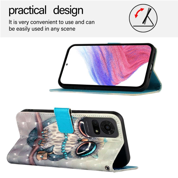 For TCL 50 LE 5G 3D Painting Horizontal Flip Leather Phone Case(Grey Owl)