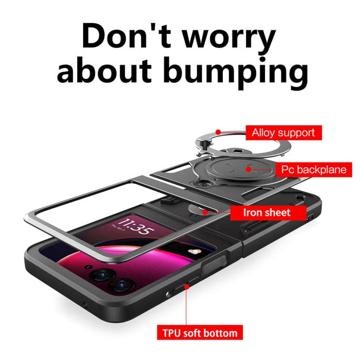 For Motorola Razr 50 CD Texture Magnetic Holder Phone Case(Purple)