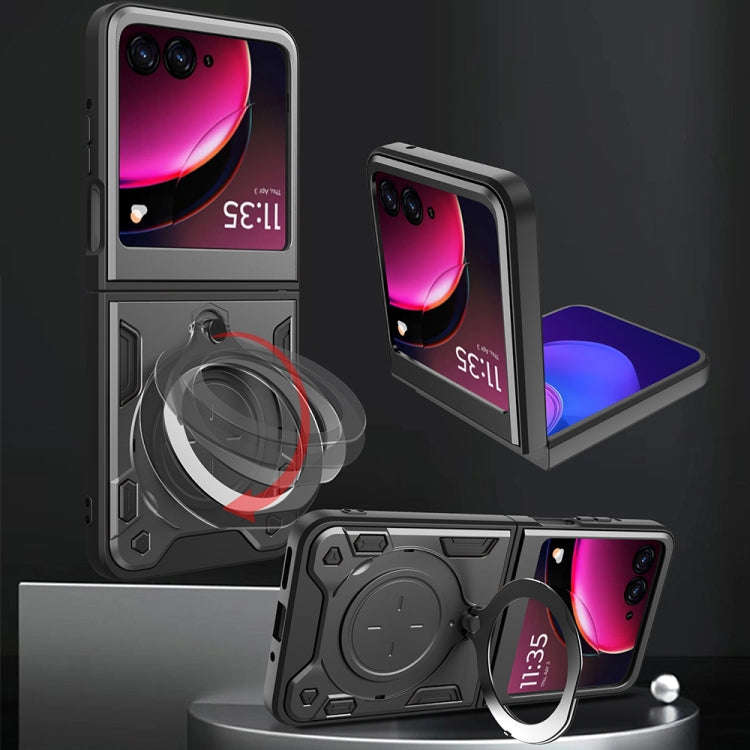 For Motorola Razr 50 CD Texture Magnetic Holder Phone Case(Purple)