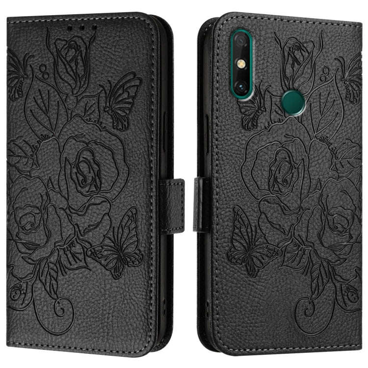 For Huawei Enjoy 20 SE / Y7a 4G Embossed Rose RFID Anti-theft Leather Phone Case(Black)