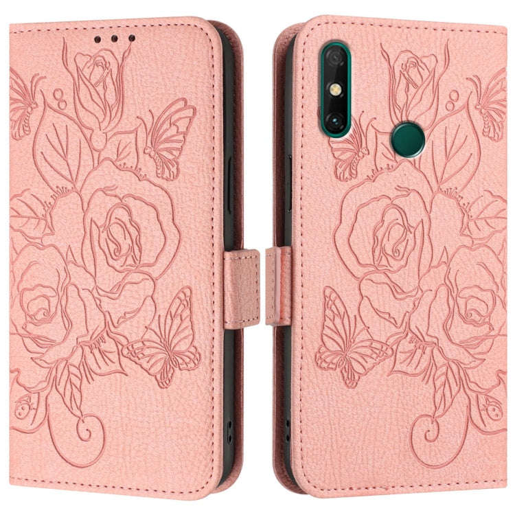 For Huawei P Smart 2021 4G Embossed Rose RFID Anti-theft Leather Phone Case(Pink)