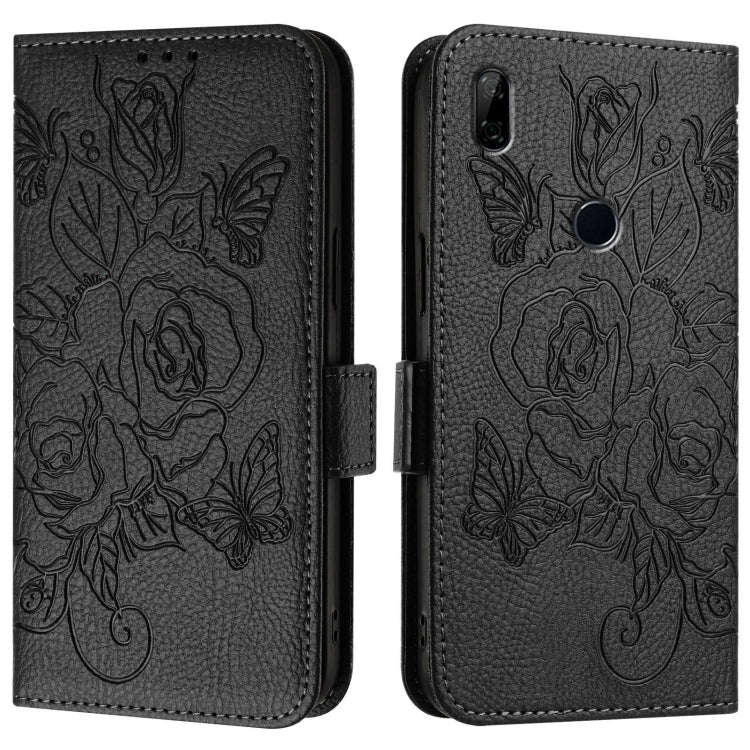 For Honor 9X 4G / Huawei P Smart Z Embossed Rose RFID Anti-theft Leather Phone Case(Black)