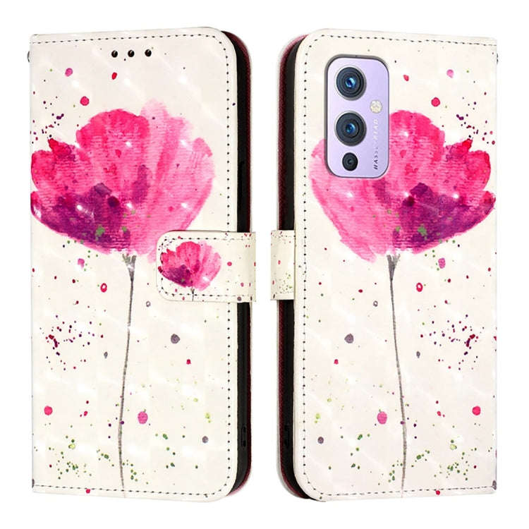 For OnePlus 9 3D Painting Horizontal Flip Leather Phone Case(Flower)