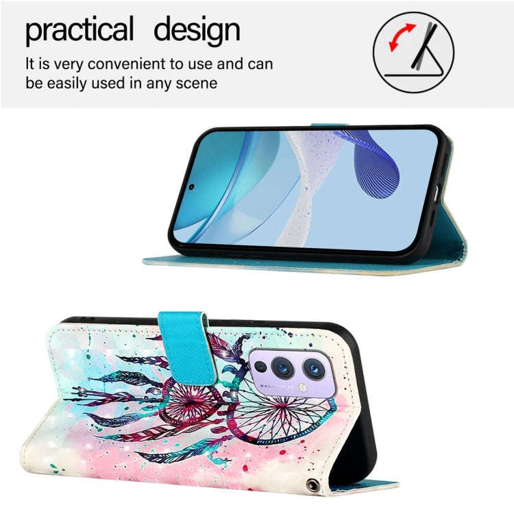 For OnePlus 9 3D Painting Horizontal Flip Leather Phone Case(Color Drop Wind Chimes)