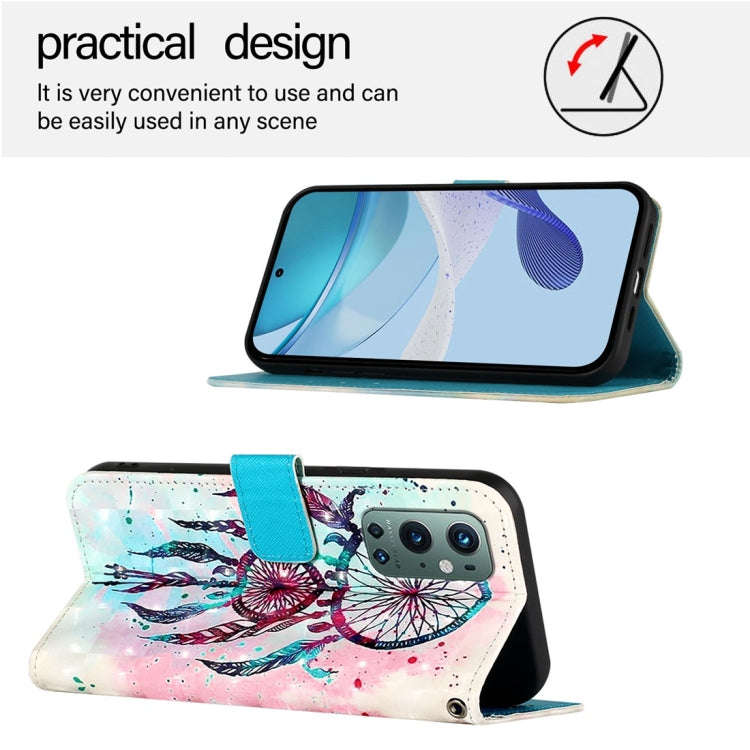 For OnePlus 9 Pro 3D Painting Horizontal Flip Leather Phone Case(Color Drop Wind Chimes)