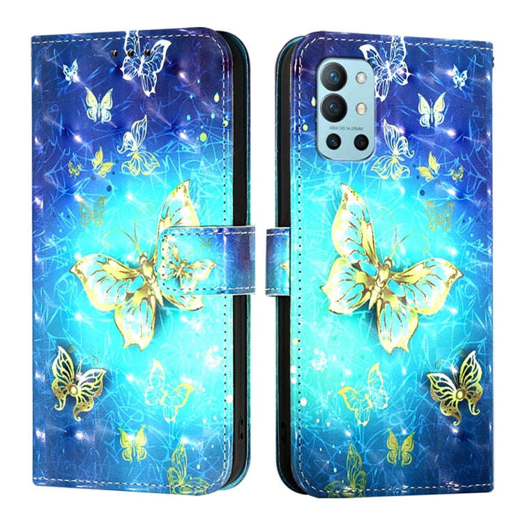 For OnePlus 9R / OnePlus 8T 3D Painting Horizontal Flip Leather Phone Case(Golden Butterfly)