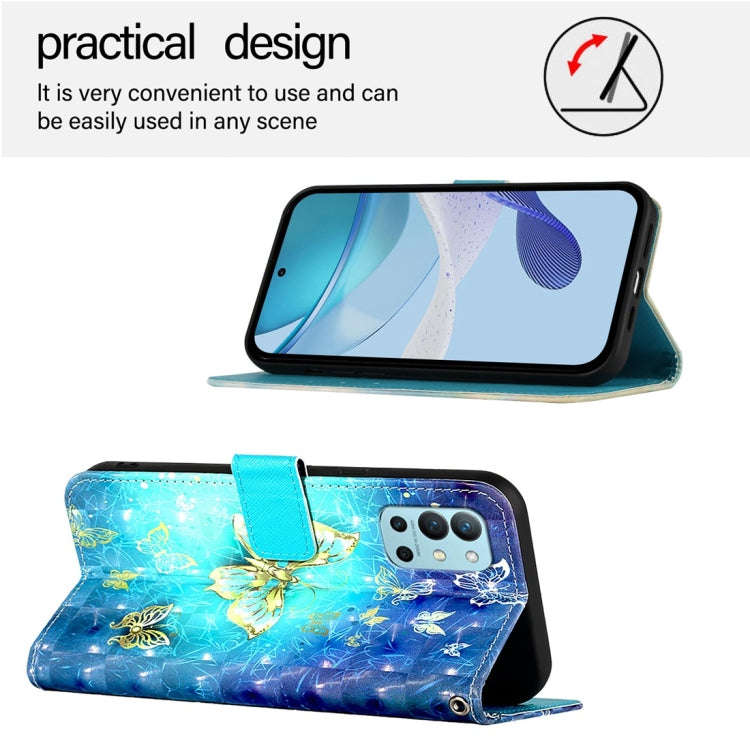 For OnePlus 9R / OnePlus 8T 3D Painting Horizontal Flip Leather Phone Case(Golden Butterfly)
