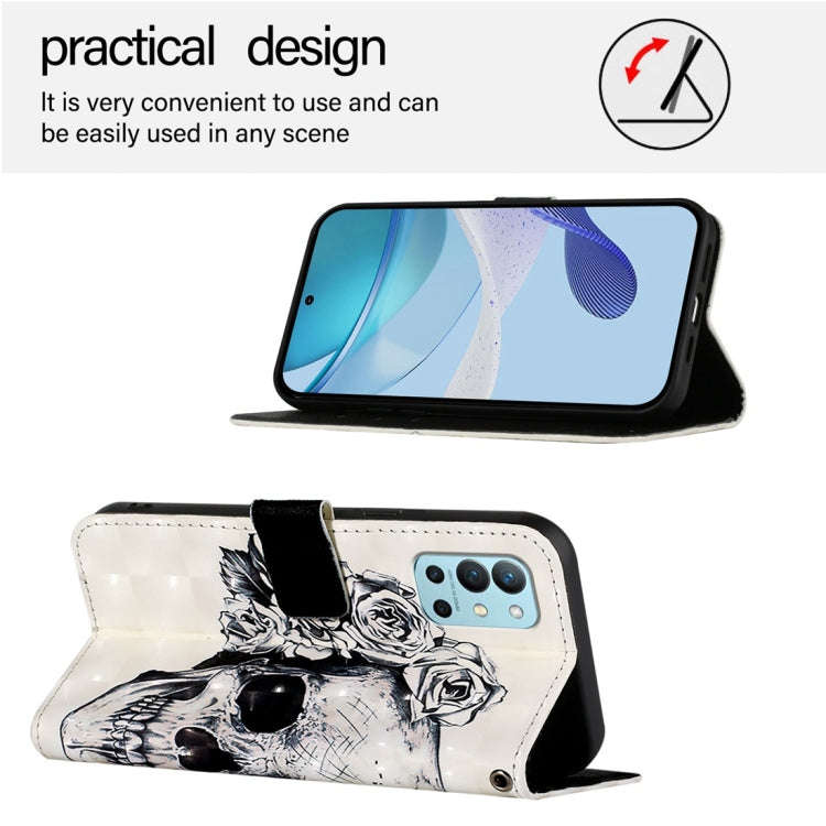For OnePlus 9R / OnePlus 8T 3D Painting Horizontal Flip Leather Phone Case(Skull)