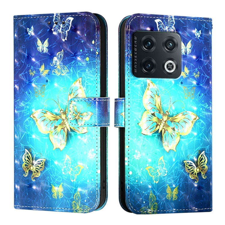 For OnePlus 10 Pro 3D Painting Horizontal Flip Leather Phone Case(Golden Butterfly)