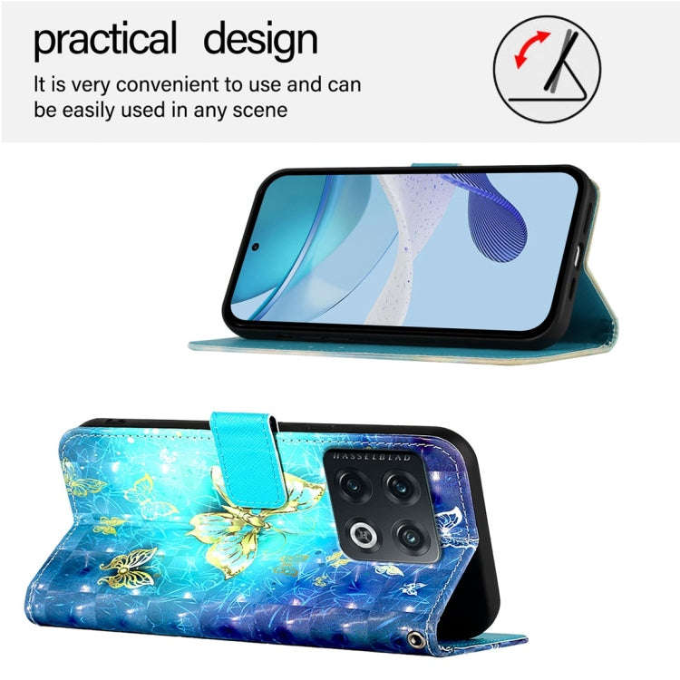 For OnePlus 10 Pro 3D Painting Horizontal Flip Leather Phone Case(Golden Butterfly)