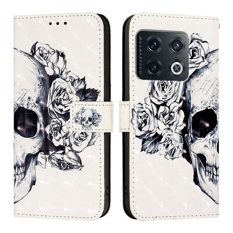 For OnePlus 10 Pro 3D Painting Horizontal Flip Leather Phone Case(Skull)