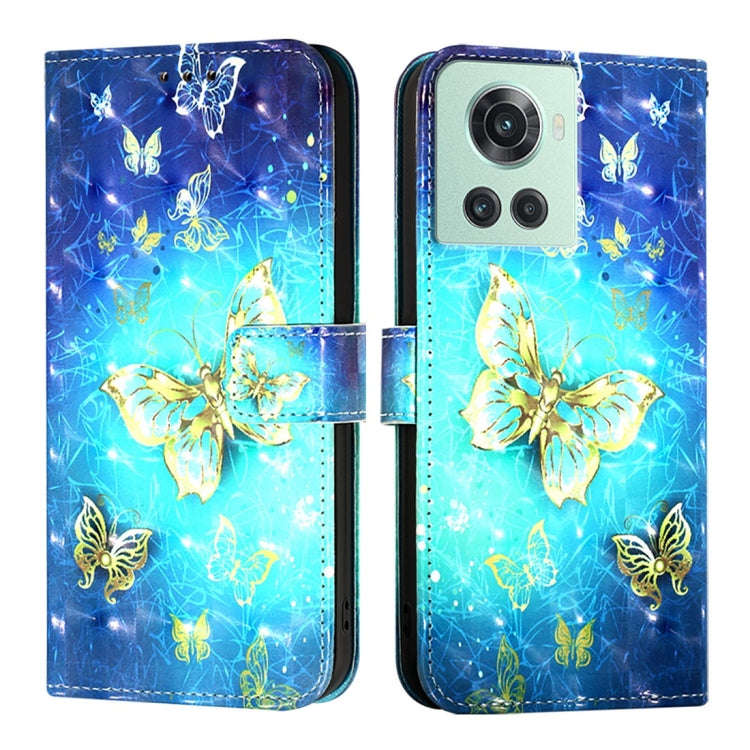 For OnePlus 10R / 10R Prime / OnePlus Ace 3D Painting Horizontal Flip Leather Phone Case(Golden B...
