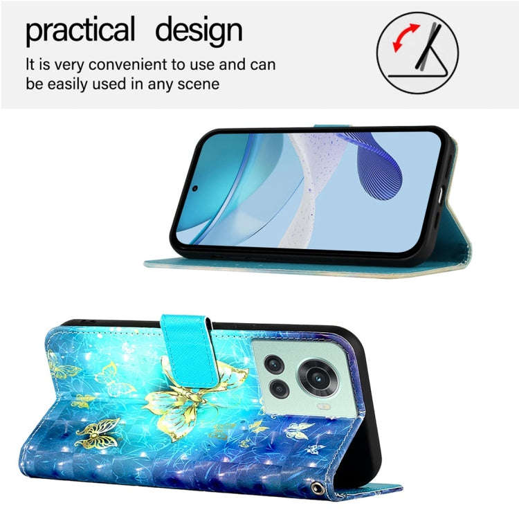 For OnePlus 10R / 10R Prime / OnePlus Ace 3D Painting Horizontal Flip Leather Phone Case(Golden B...