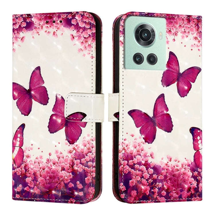 For OnePlus 10R / 10R Prime / OnePlus Ace 3D Painting Horizontal Flip Leather Phone Case(Rose But...