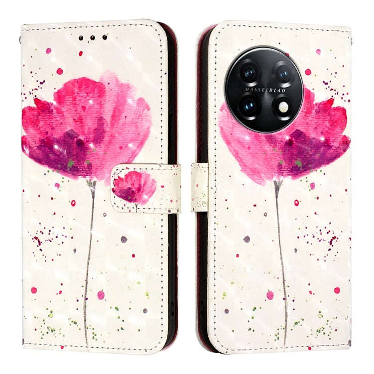 For OnePlus 11 3D Painting Horizontal Flip Leather Phone Case(Flower)