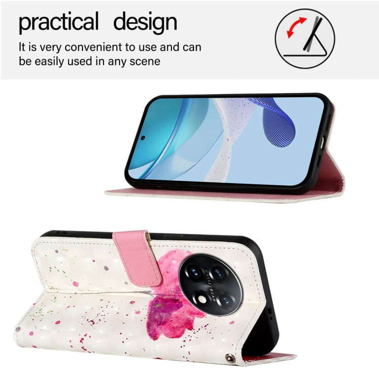 For OnePlus 11 3D Painting Horizontal Flip Leather Phone Case(Flower)