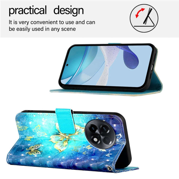 For OnePlus 11R 5G Global 3D Painting Horizontal Flip Leather Phone Case(Golden Butterfly)