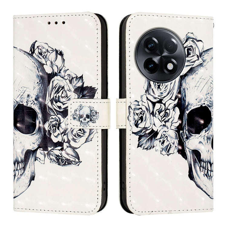 For OnePlus 11R 5G Global 3D Painting Horizontal Flip Leather Phone Case(Skull)
