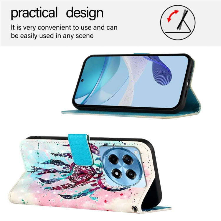 For OnePlus 12R Global 3D Painting Horizontal Flip Leather Phone Case(Color Drop Wind Chimes)