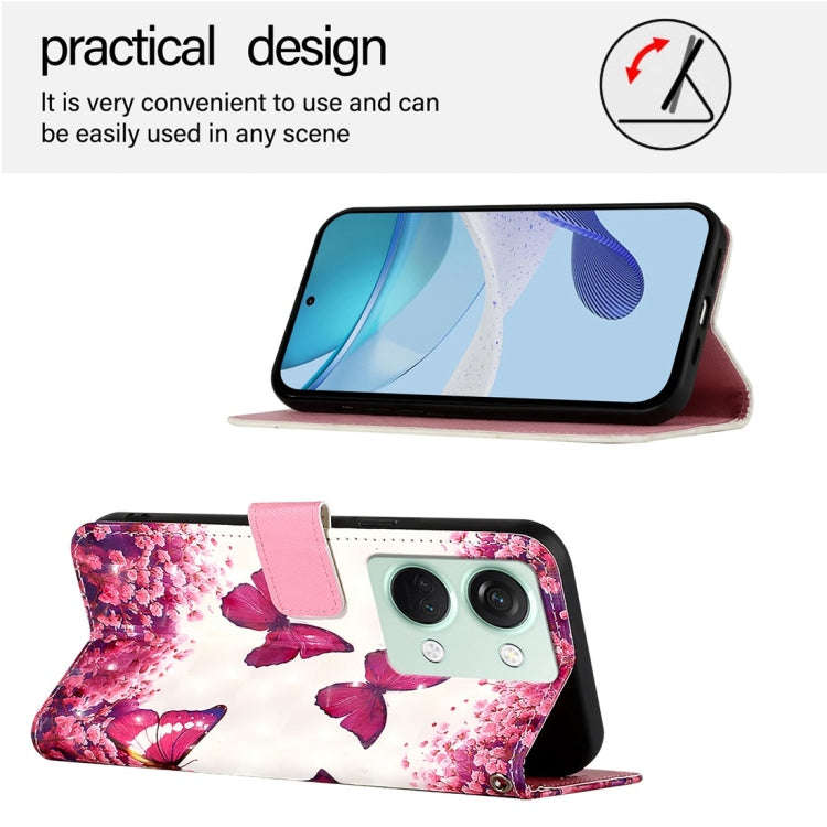 For OnePlus Ace 2V / Nord 3 3D Painting Horizontal Flip Leather Phone Case(Rose Butterfly)