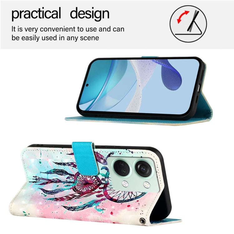 For OnePlus Ace 2V / Nord 3 3D Painting Horizontal Flip Leather Phone Case(Color Drop Wind Chimes)