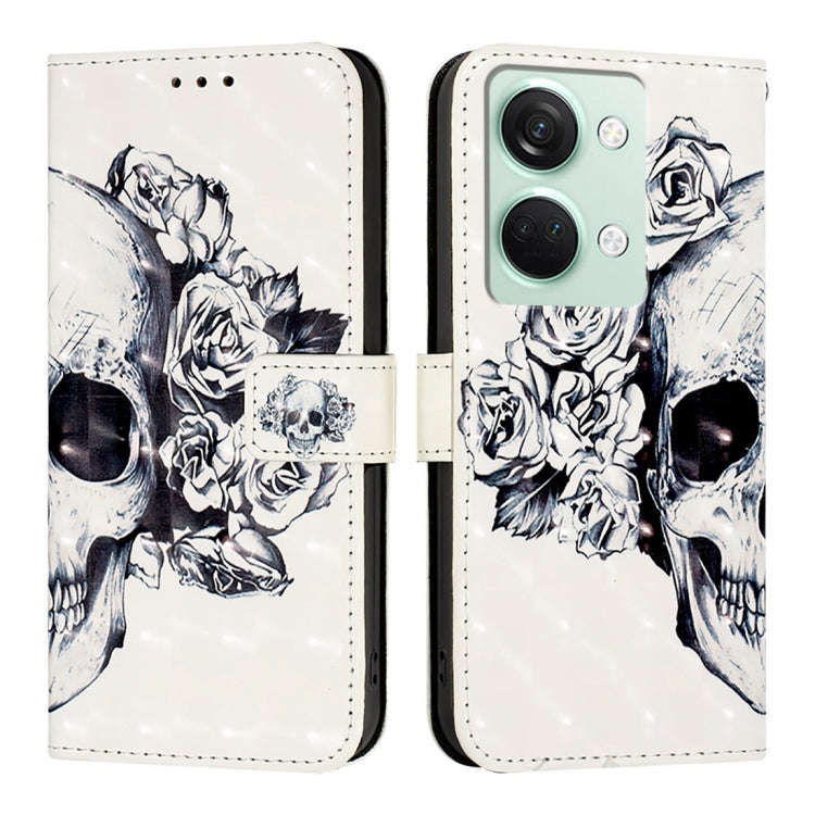 For OnePlus Ace 2V / Nord 3 3D Painting Horizontal Flip Leather Phone Case(Skull)