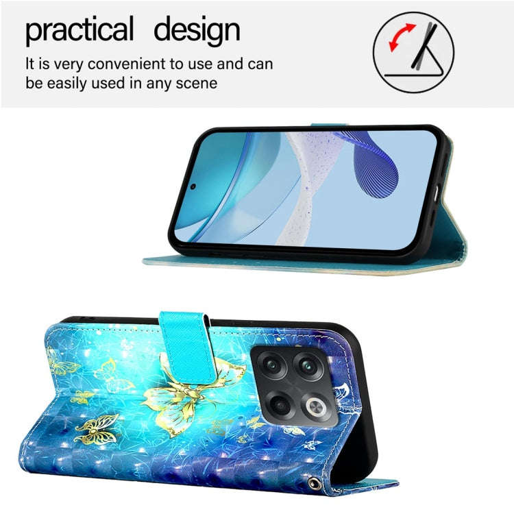 For OnePlus Ace Pro / 10T Global 3D Painting Horizontal Flip Leather Phone Case(Golden Butterfly)
