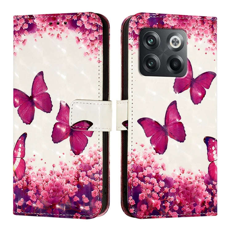 For OnePlus Ace Pro / 10T Global 3D Painting Horizontal Flip Leather Phone Case(Rose Butterfly)