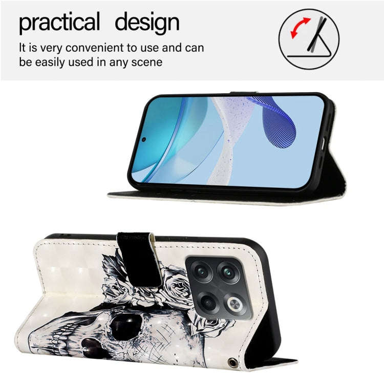 For OnePlus Ace Pro / 10T Global 3D Painting Horizontal Flip Leather Phone Case(Skull)